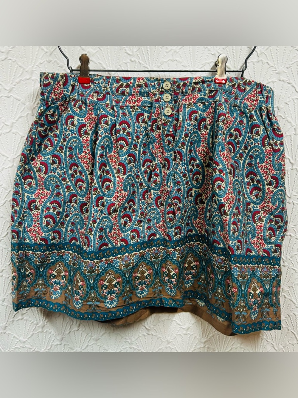 Converse One Printed Paisley Mini Skirt in Teal and Red